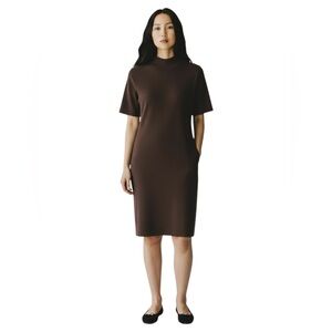 Vintage Nina Charles For Kasper ASL Chocolate Brown Mock Turtleneck Dress Small